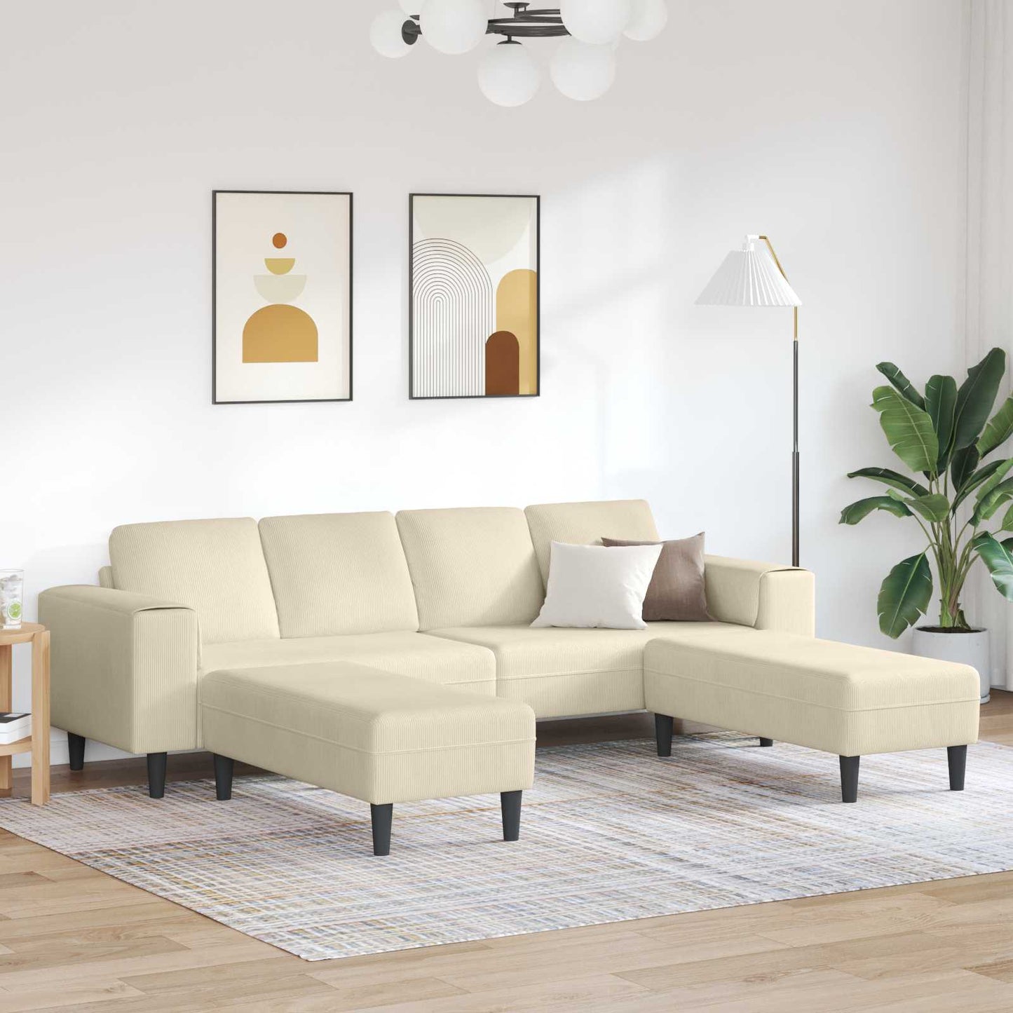 Divano 250 X 188 X 76 Cm Tessuto In Cords
