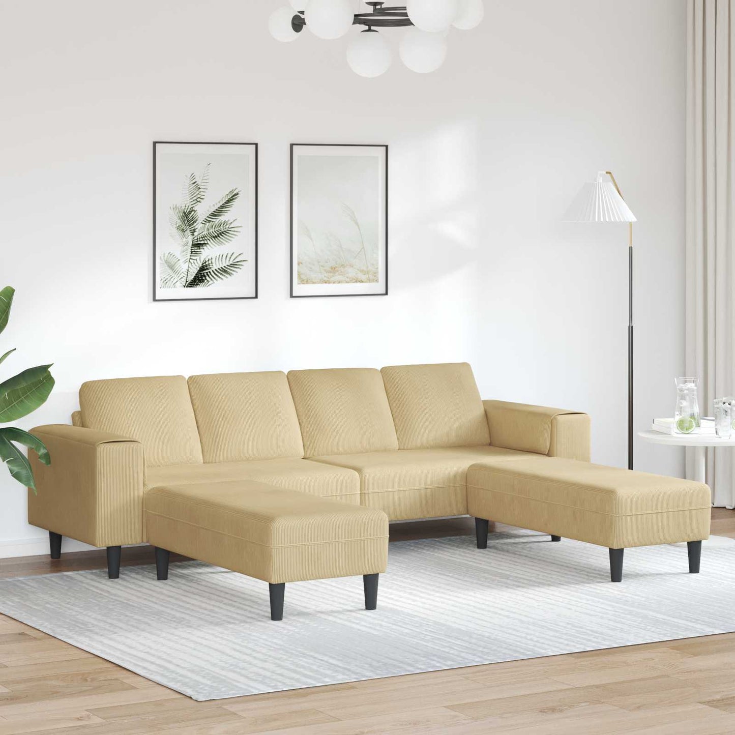 Divano 250 X 188 X 76 Cm Tessuto In Cords