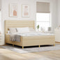 Letto A Molle Materasso E Led Bianco 200X200Cm In Tessuto Crema