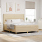 Letto A Molle Materasso E Led Bianco 200X200Cm In Tessuto Crema