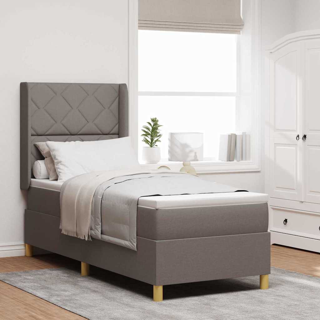 Letto A Molle Con Materasso E Led Tortora In Tessuto Talpa