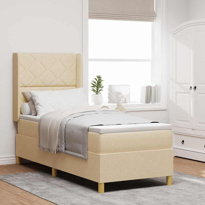 Letto A Molle Materasso E Led Bianco 200X200Cm In Tessuto Crema
