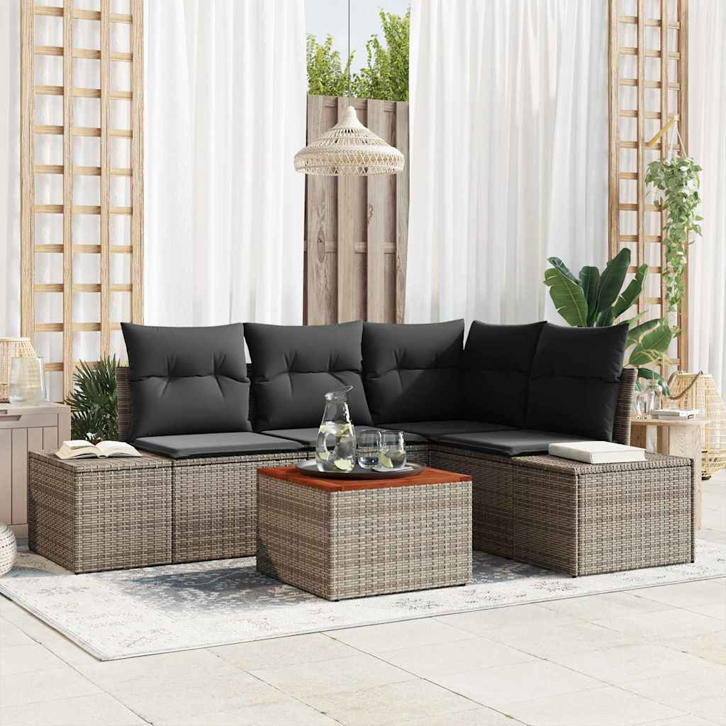 Set Divano Da Giardino Con Archiviazione 5 Pcs Polyrattan