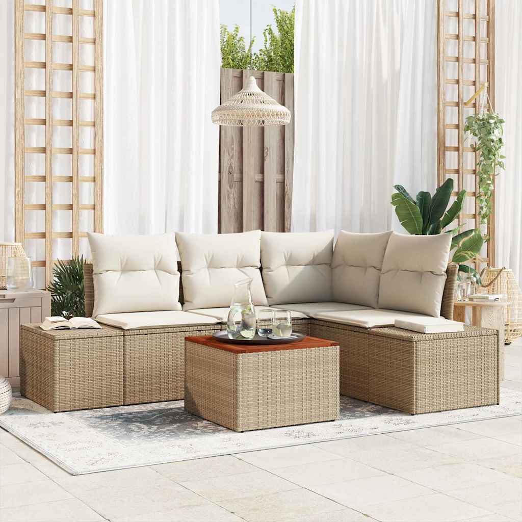 Set Divano Da Giardino Con Archiviazione 5 Pcs Polyrattan