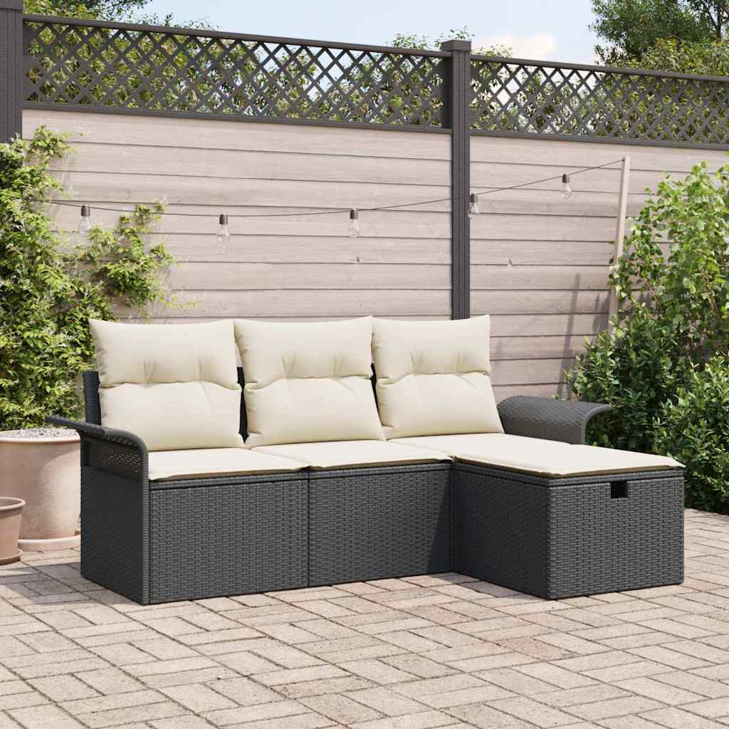 Set Divano Da Giardino Con Cuscino 4 Pcs Poly Rattan