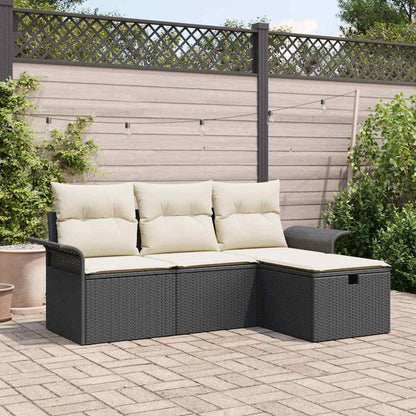 Set Divano Da Giardino Con Cuscino 4 Pcs Poly Rattan