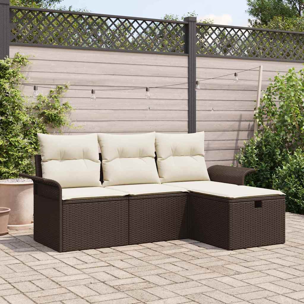 Set Divano Da Giardino Con Cuscino 4 Pcs Poly Rattan