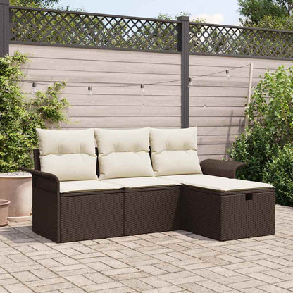 Set Divano Da Giardino Con Cuscino 4 Pcs Poly Rattan