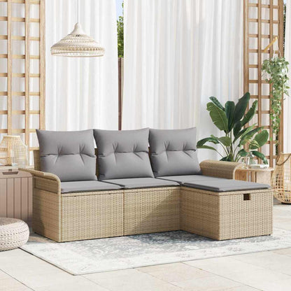 Set Divano Da Giardino Con Cuscino 4 Pcs Poly Rattan