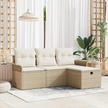 Set Divano Da Giardino Con Cuscino 4 Pcs Poly Rattan