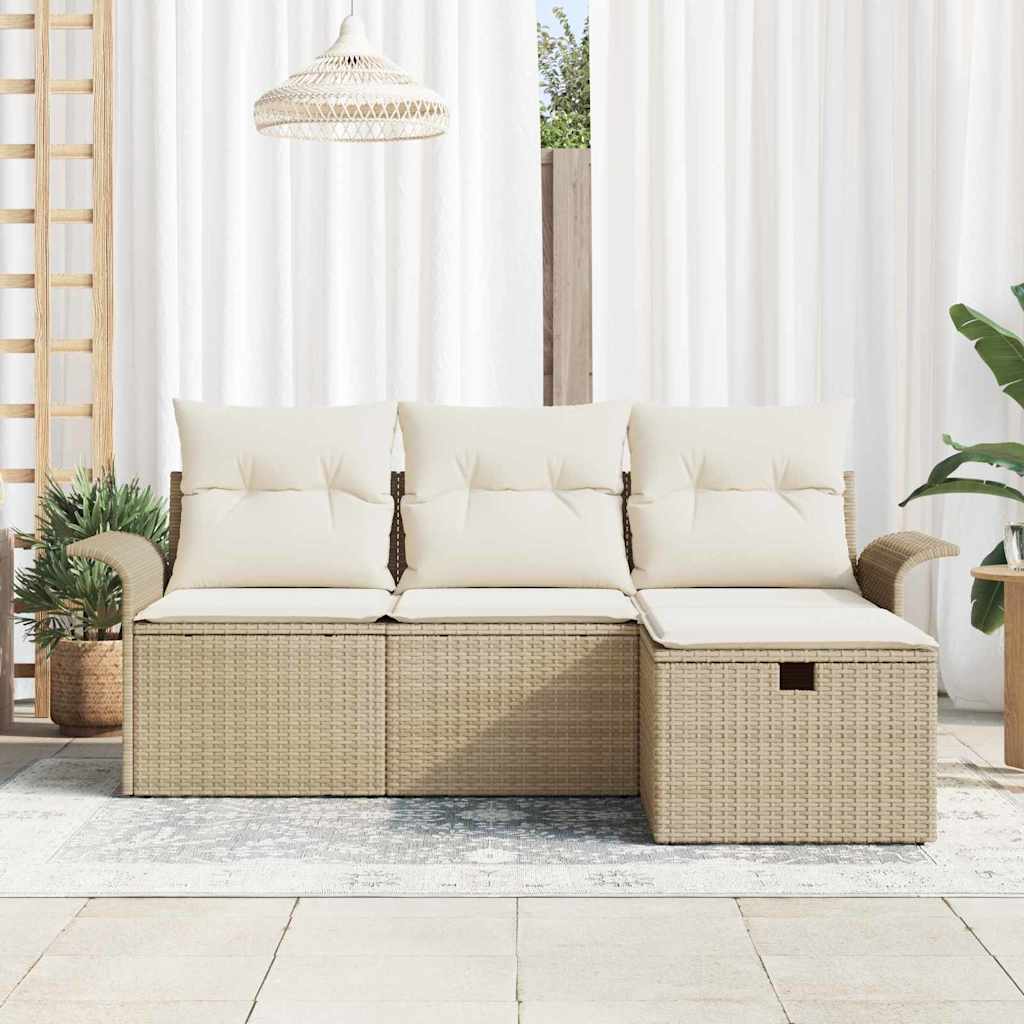Set Divano Da Giardino Con Cuscino 4 Pcs Poly Rattan