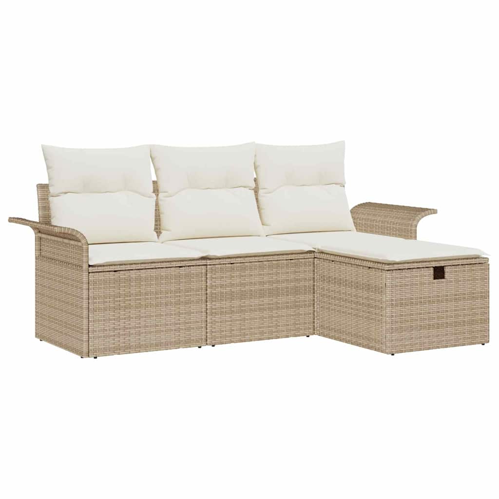 Set Divano Da Giardino Con Cuscino 4 Pcs Poly Rattan