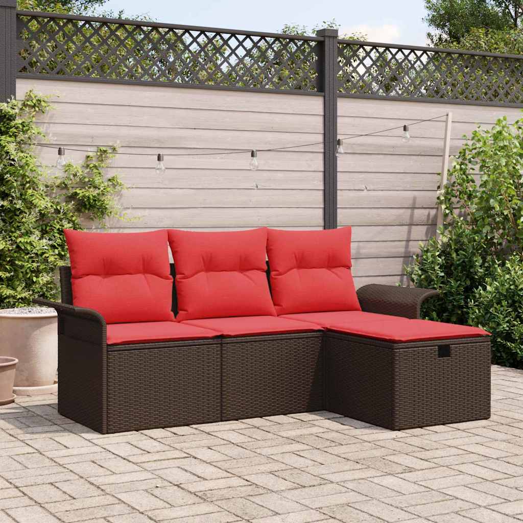 Set Divano Da Giardino Con Cuscino 4 Pcs Poly Rattan