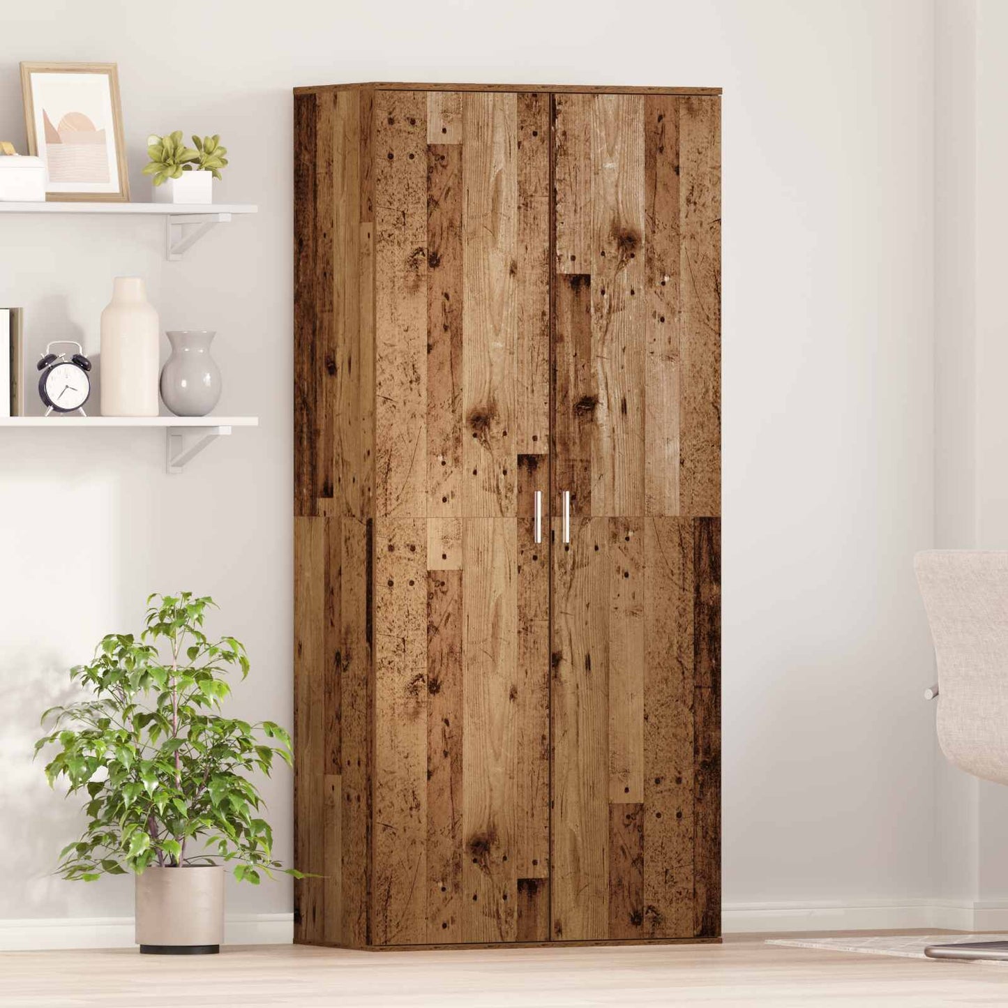 Scarpiera Bianca 80X39X178 Cm In Legno Multistrato