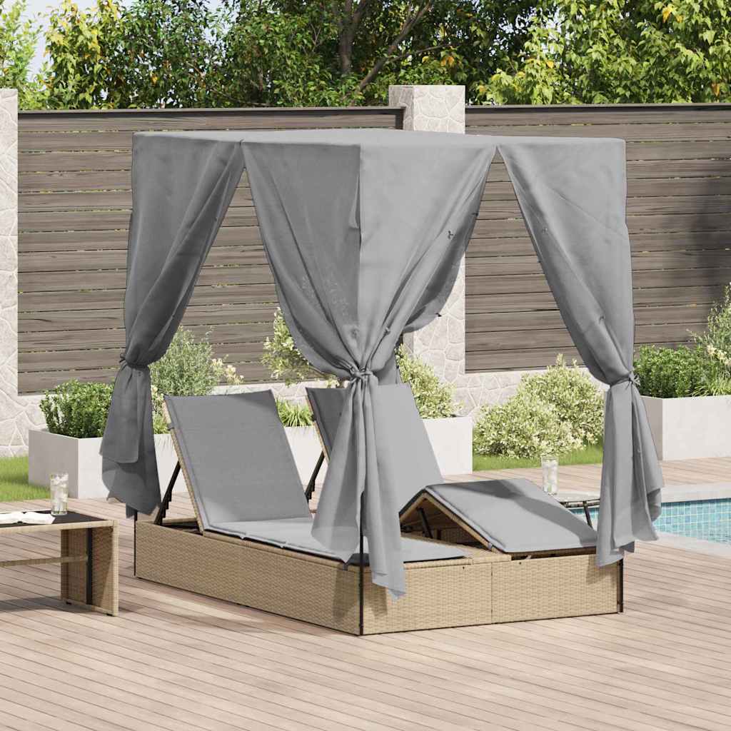 Lettino Da Sole Doppio Turchese 205 X 129 X 200 Cm Polyrattan