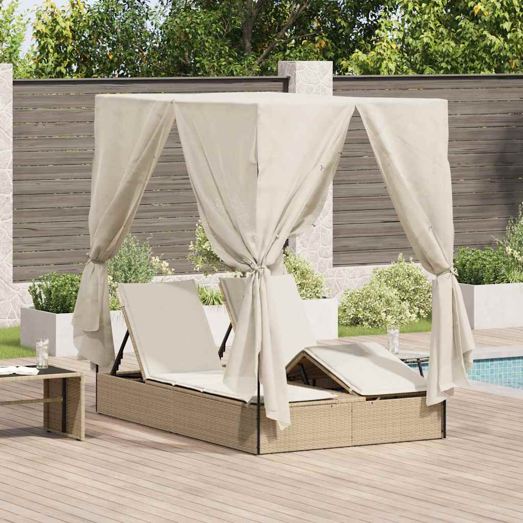 Lettino Da Sole Doppio Turchese 205 X 129 X 200 Cm Polyrattan