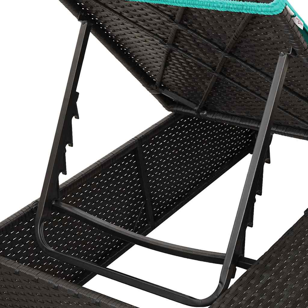 Lettino Da Sole Doppio Turchese 205 X 129 X 200 Cm Polyrattan