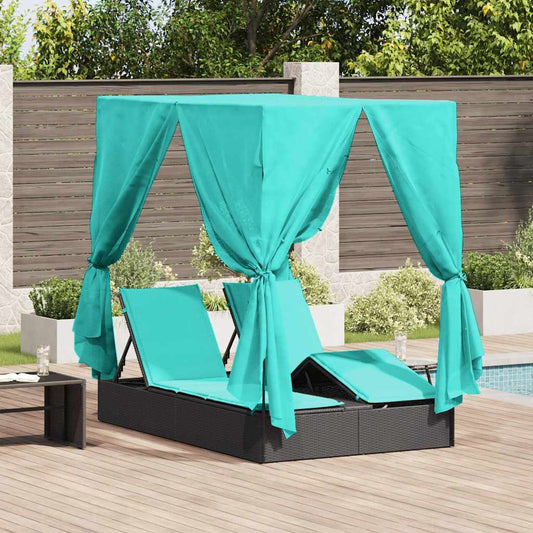 Lettino Da Sole Doppio Turchese 205 X 129 X 200 Cm Polyrattan
