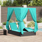 Lettino Da Sole Doppio Turchese 205 X 129 X 200 Cm Polyrattan