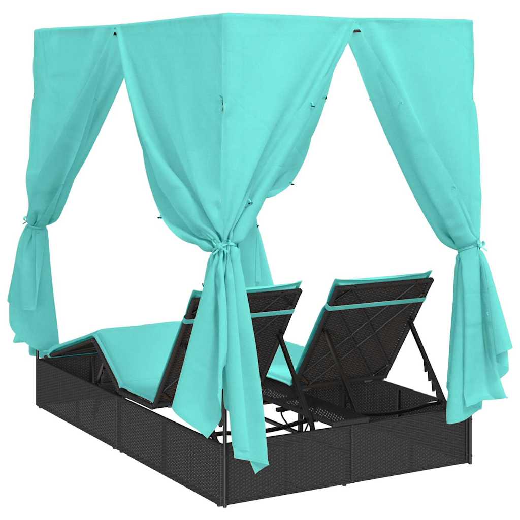 Lettino Da Sole Doppio Turchese 205 X 129 X 200 Cm Polyrattan