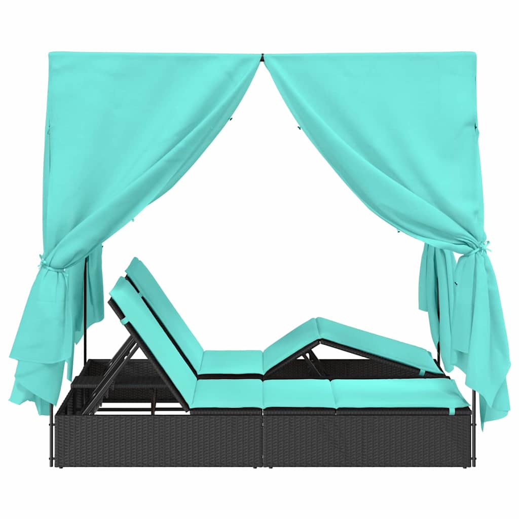 Lettino Da Sole Doppio Turchese 205 X 129 X 200 Cm Polyrattan