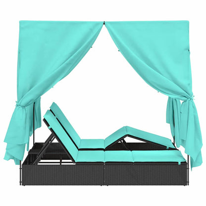 Lettino Da Sole Doppio Turchese 205 X 129 X 200 Cm Polyrattan
