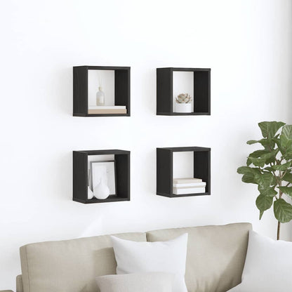 Mensole Parete A Cubo 2 Pz Truciolato Rovere Nero