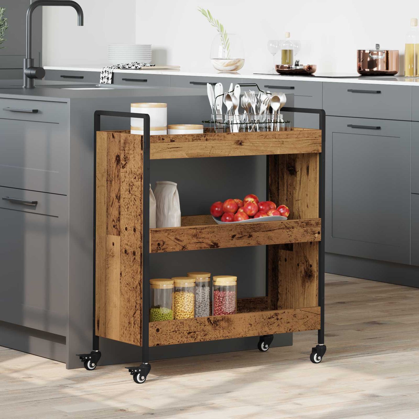 Carrello Da Cucina 70X30X82 Cm Legno Multistrato