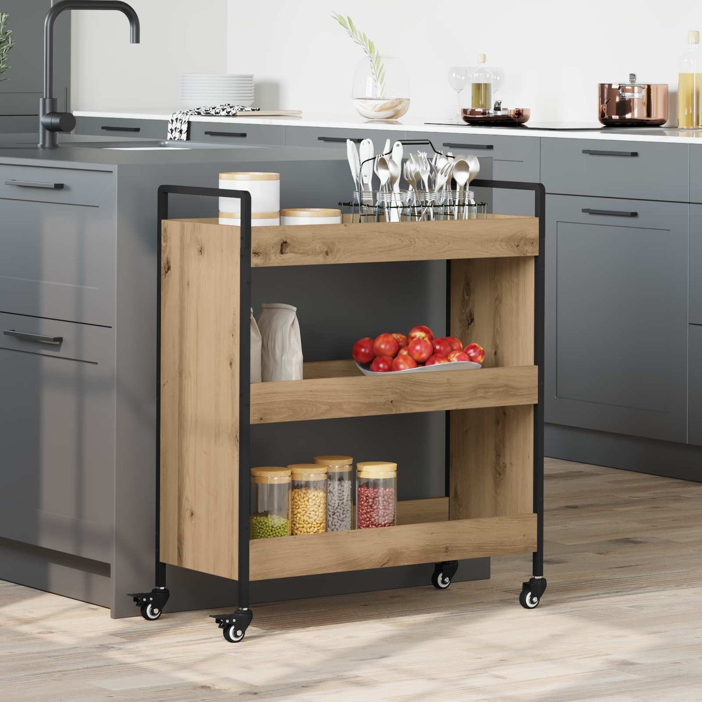 Carrello Da Cucina 70X30X82 Cm Legno Multistrato