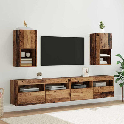 Mobili Tv Con Luci Led 2 Pz 30,5X30X102 Cm