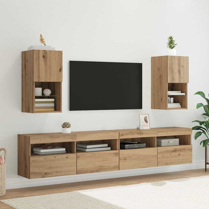 Mobili Tv Con Luci Led 2 Pz 30,5X30X102 Cm