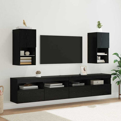 Mobili Tv Con Luci Led 2 Pz 30,5X30X102 Cm