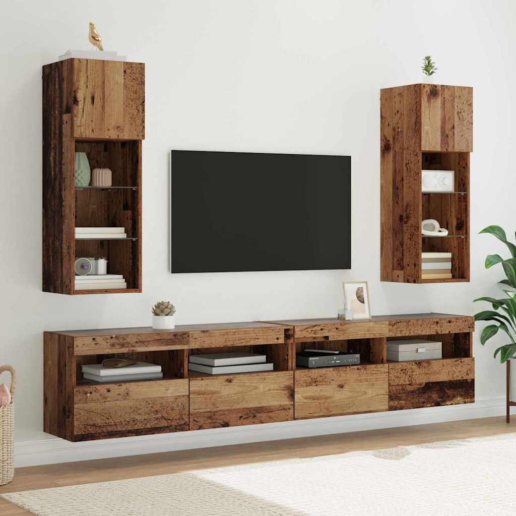 Mobili Tv Con Luci Led 2 Pz 30,5X30X102 Cm