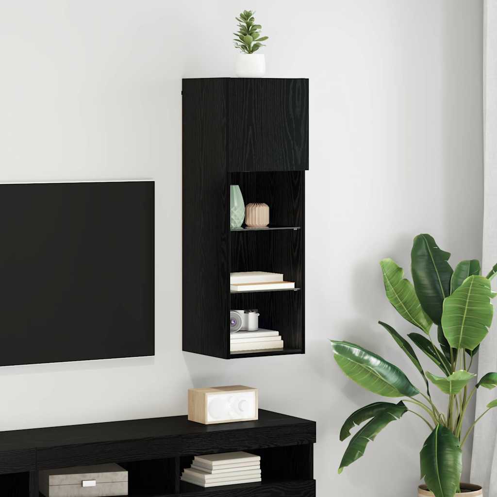 Mobili Tv Con Luci Led 2 Pz 30,5X30X102 Cm