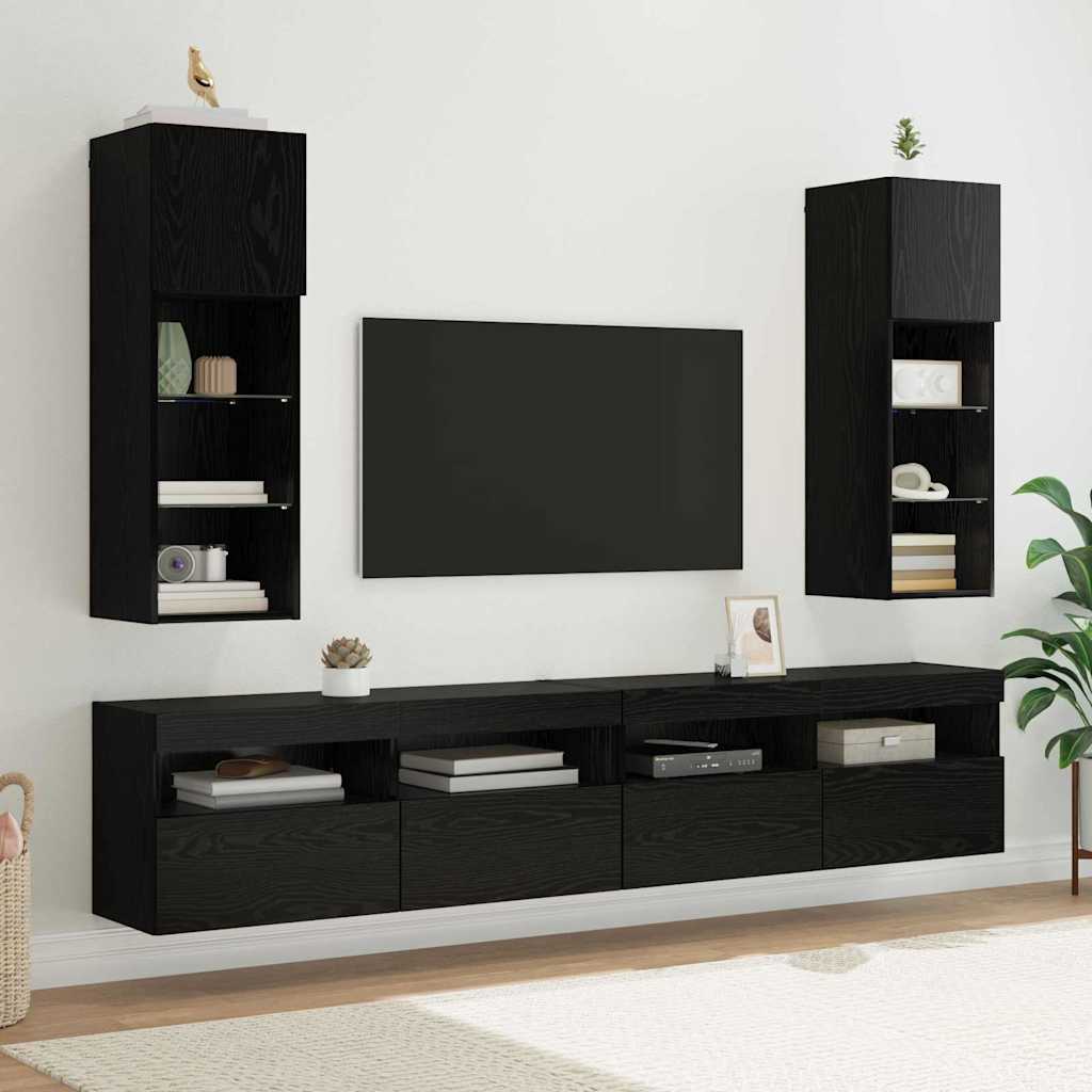 Mobili Tv Con Luci Led 2 Pz 30,5X30X102 Cm