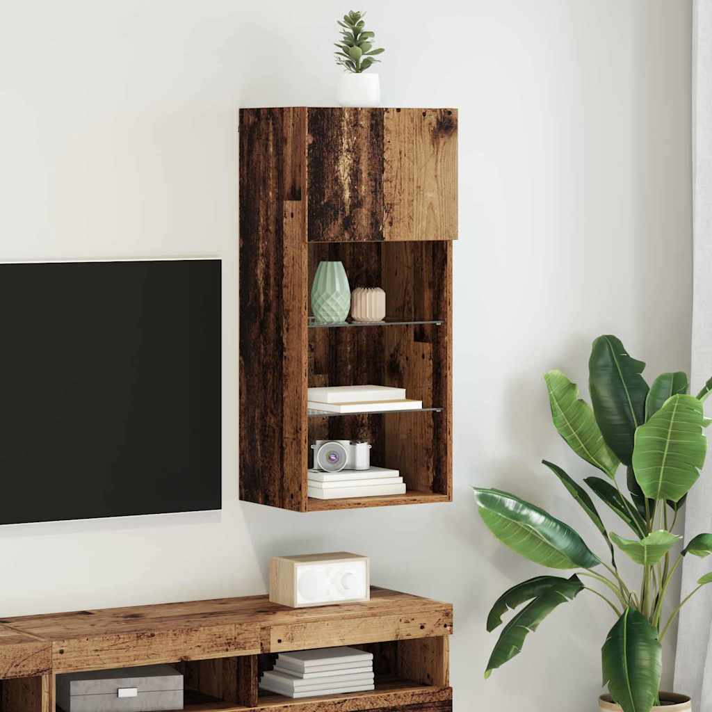 Mobili Tv Con Luci Led 2 Pz 30,5X30X102 Cm