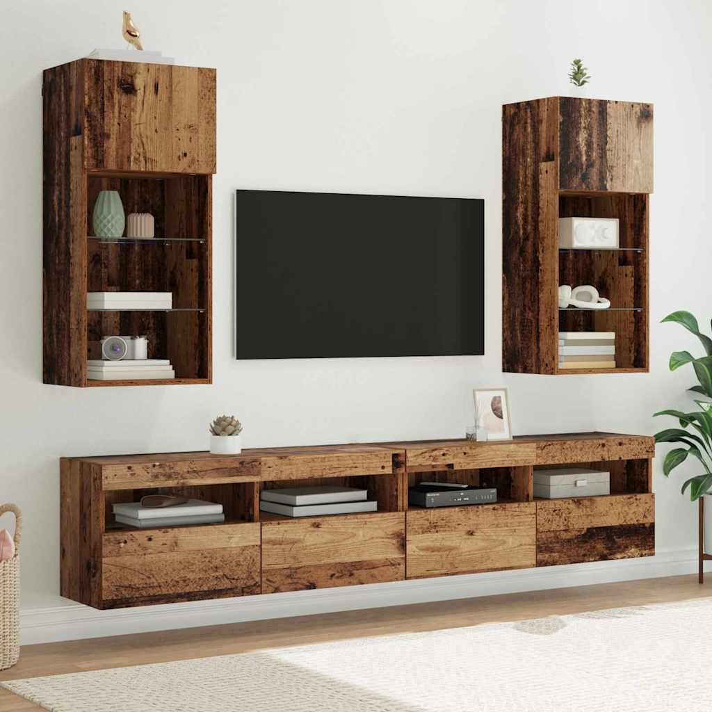 Mobili Tv Con Luci Led 2 Pz 30,5X30X102 Cm