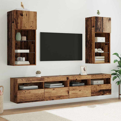 Mobili Tv Con Luci Led 2 Pz 30,5X30X102 Cm