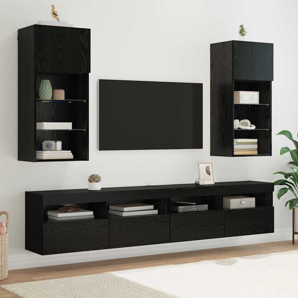 Mobili Tv Con Luci Led 2 Pz 30,5X30X102 Cm
