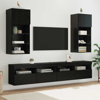 Mobili Tv Con Luci Led 2 Pz 30,5X30X102 Cm
