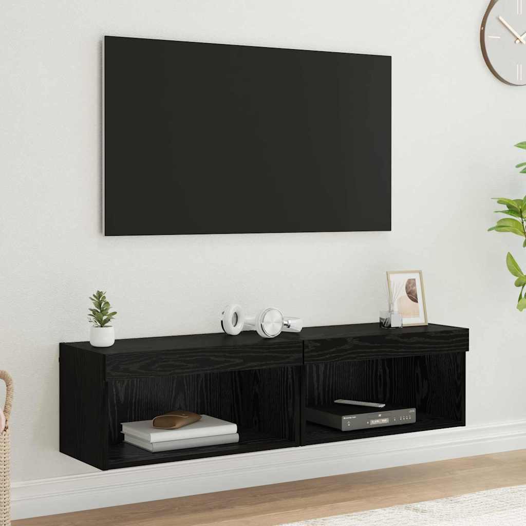 Mobili Porta Tv Con Luci Led 2 Pz Bianchi 80X30X30 Cm