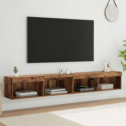 Mobili Porta Tv Con Luci Led 2 Pz Bianchi 80X30X30 Cm