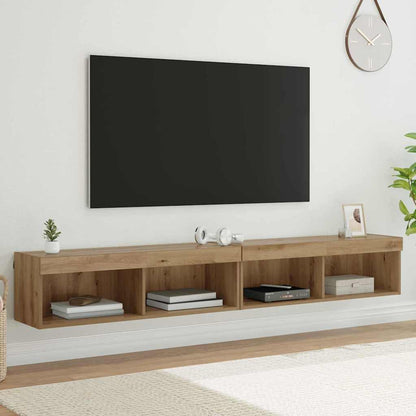 Mobili Porta Tv Con Luci Led 2 Pz Bianchi 80X30X30 Cm