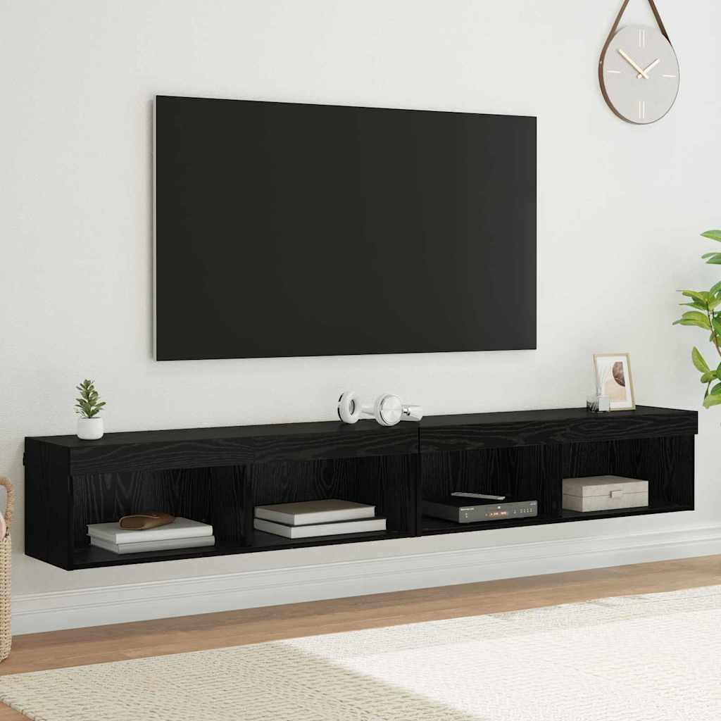 Mobili Porta Tv Con Luci Led 2 Pz Bianchi 80X30X30 Cm