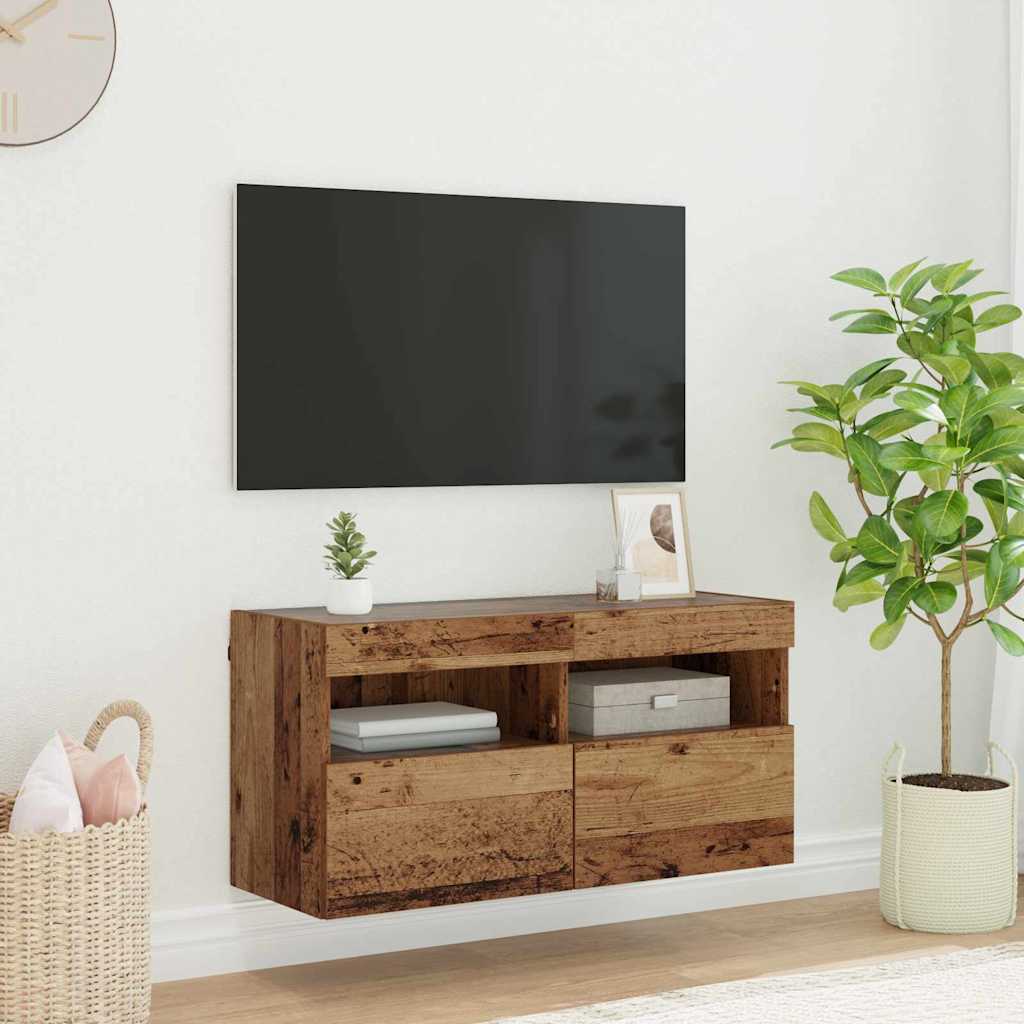 Mobile Tv A Parete Con Luci Led 60X30X40 Cm