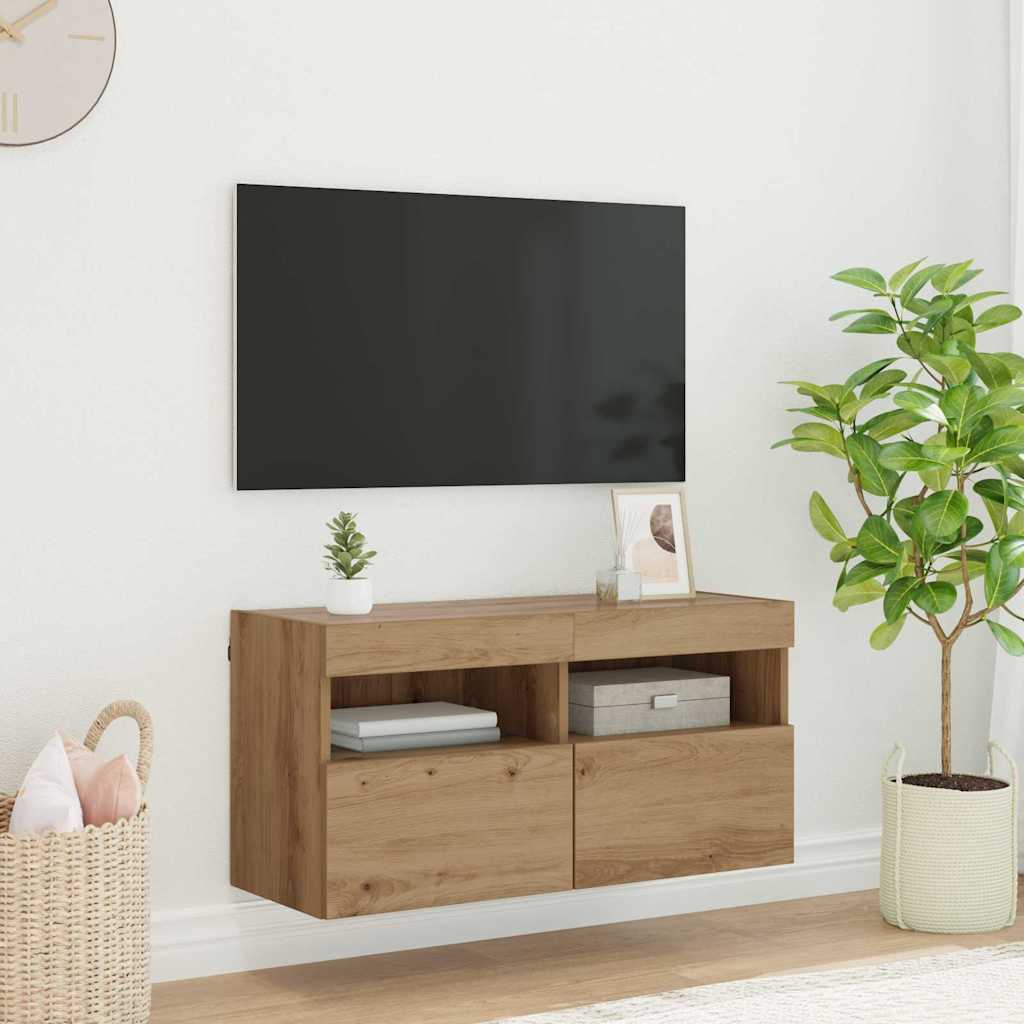 Mobile Tv A Parete Con Luci Led 60X30X40 Cm