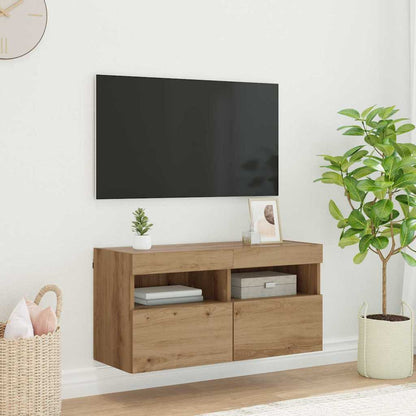 Mobile Tv A Parete Con Luci Led 60X30X40 Cm