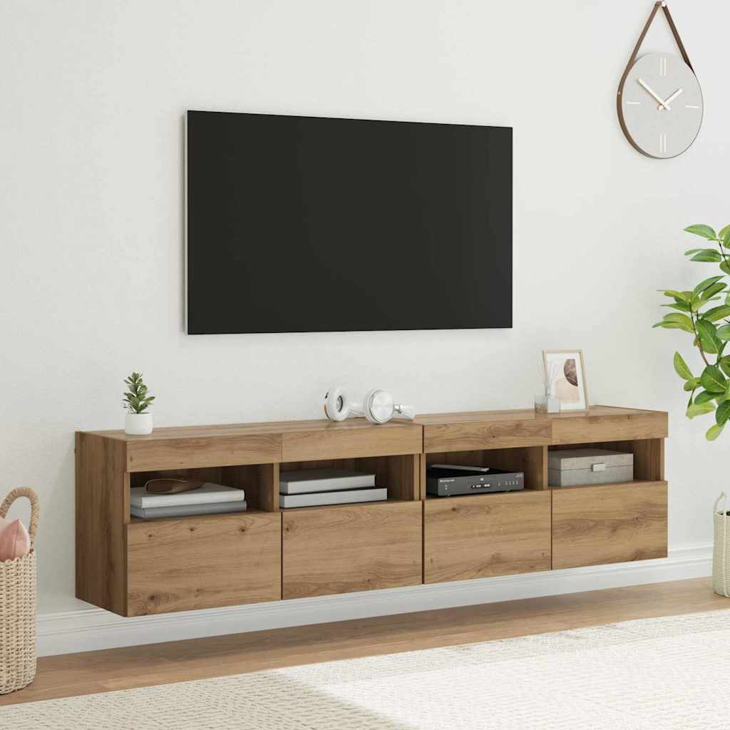 Mobile Tv A Parete Con Luci Led 60X30X40 Cm