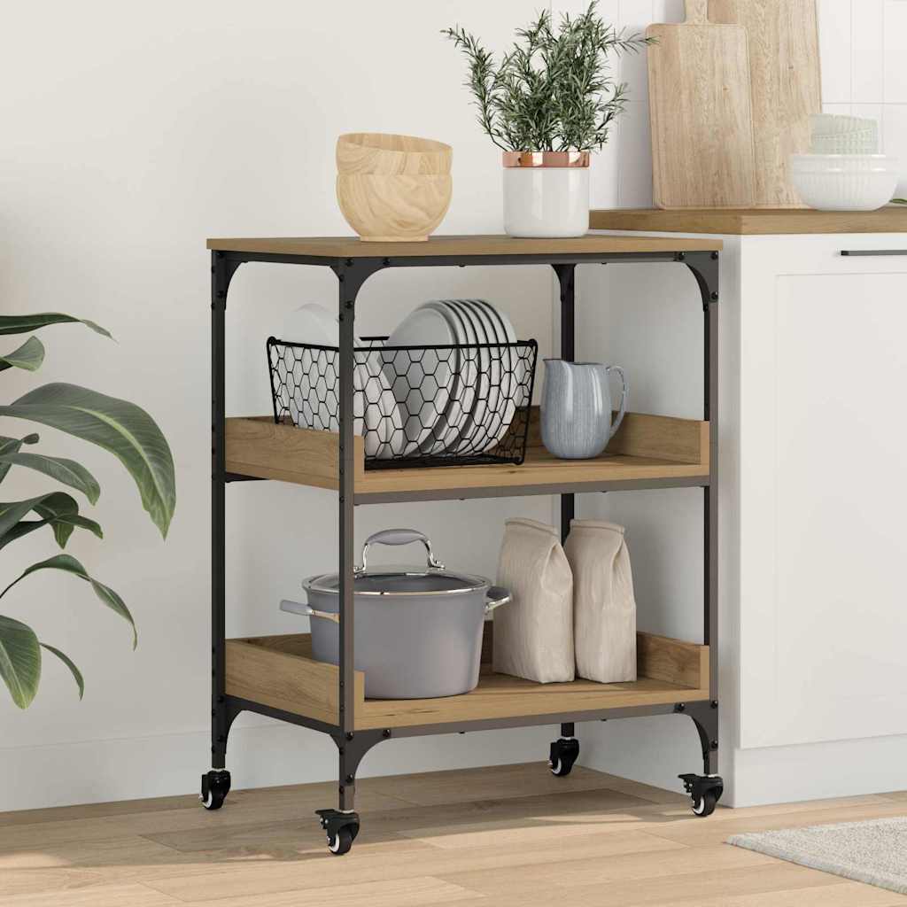 Carrello Da Cucina Rovere Artigianale 60 X 41 X 80.5 Cm