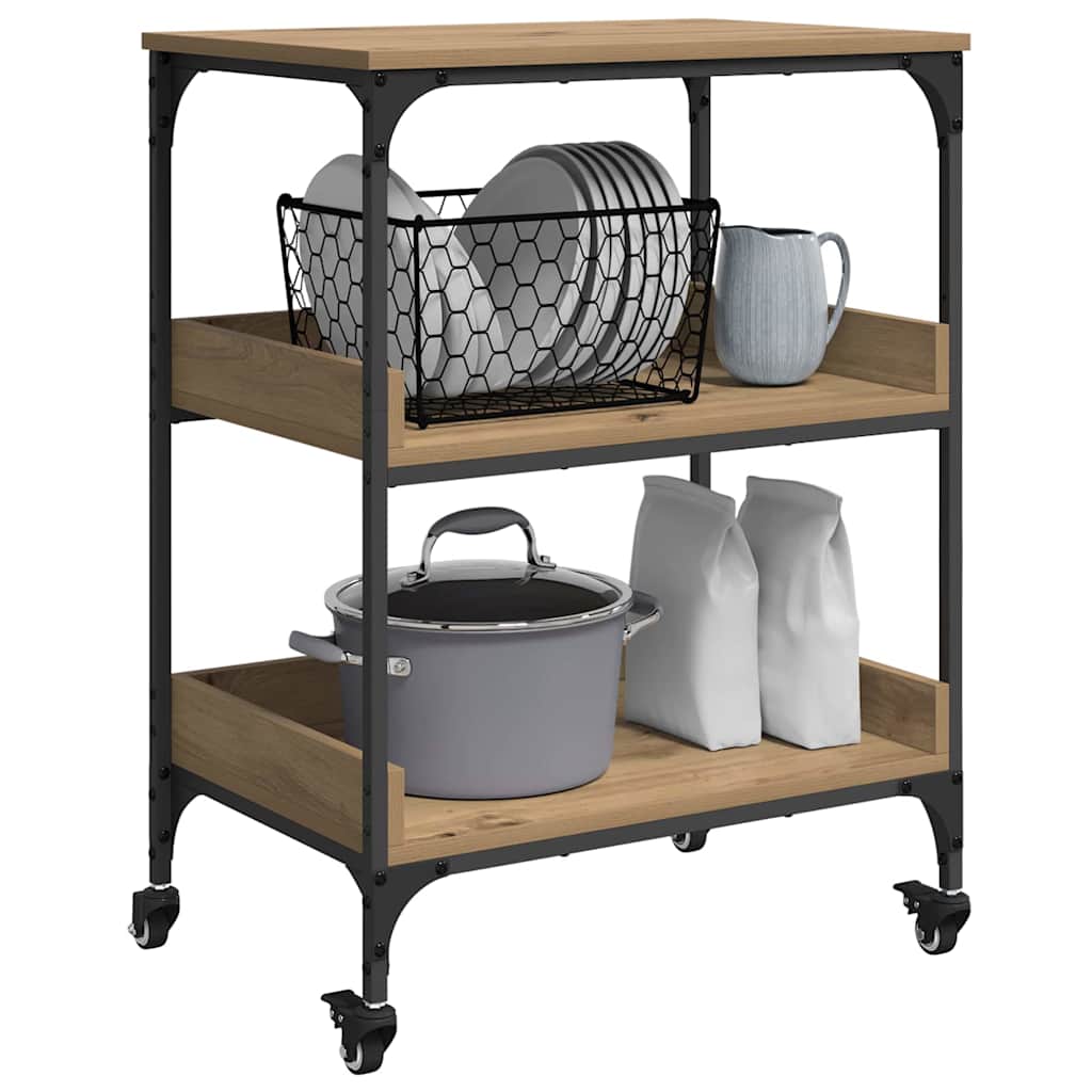 Carrello Da Cucina Rovere Artigianale 60 X 41 X 80.5 Cm